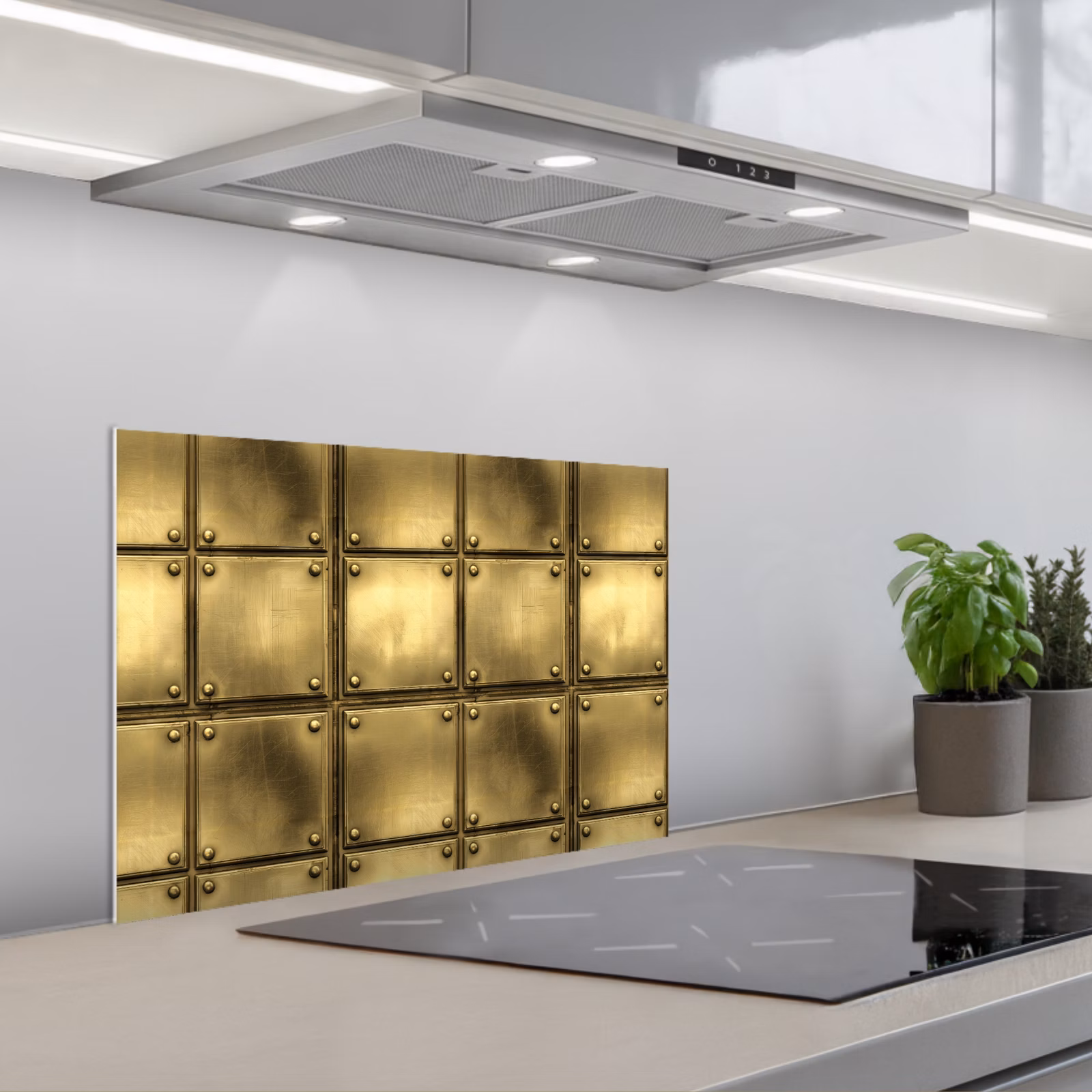 Kitchen splashback for hob - Records - Industrial - Edgy - Gold — 1