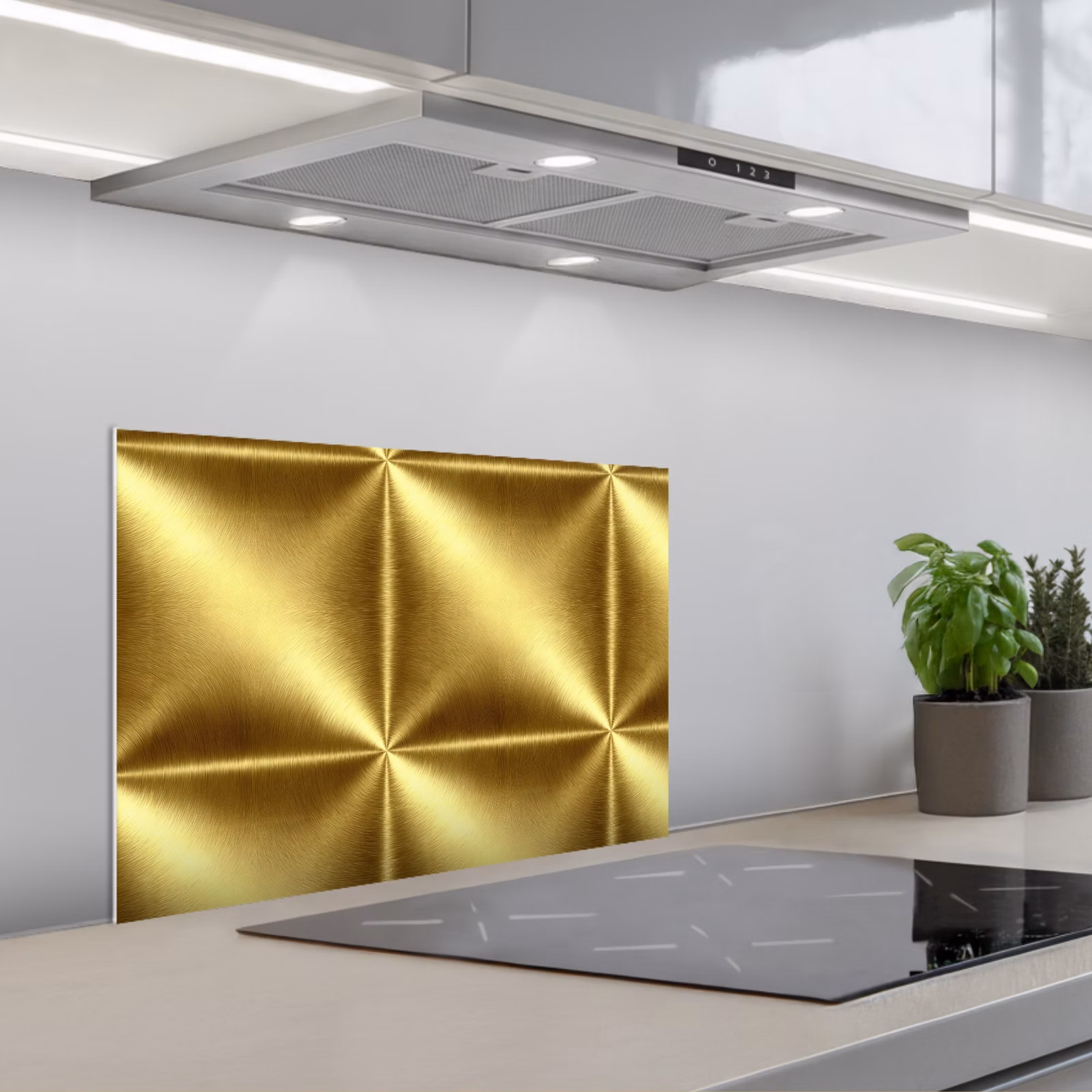 Kitchen splashback for hob - Texture - Brushed Gold - Industrial - Metallic — 1