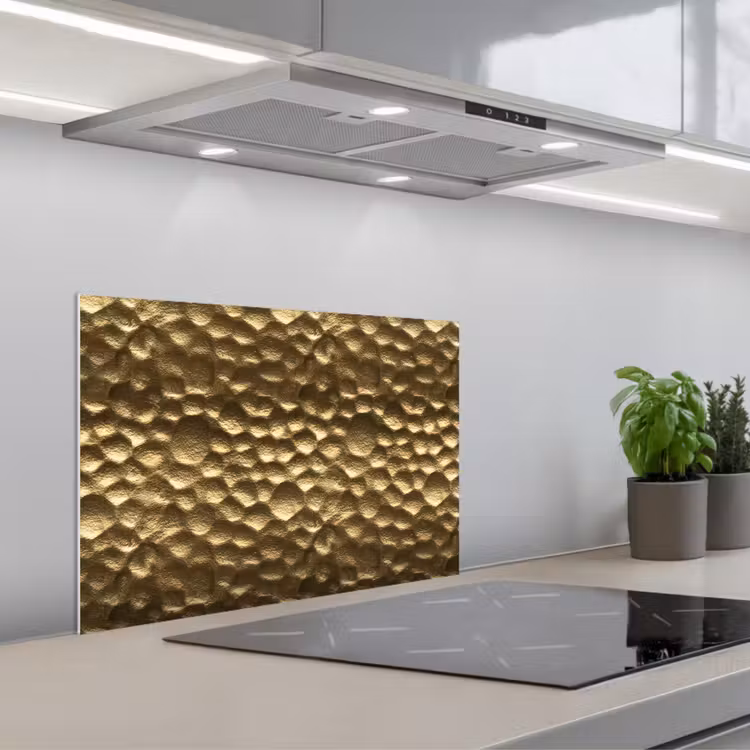 Kitchen splashback for hob - Hammered - Relief - Textured - Bronze Gold — 1