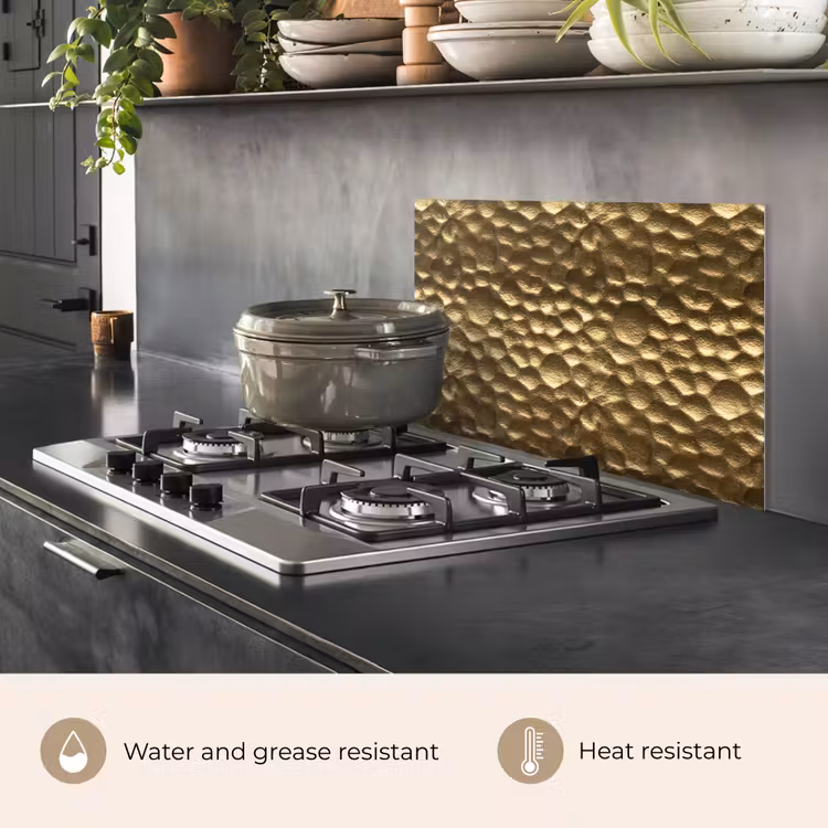 Kitchen splashback for hob - Hammered - Relief - Textured - Bronze Gold — 2