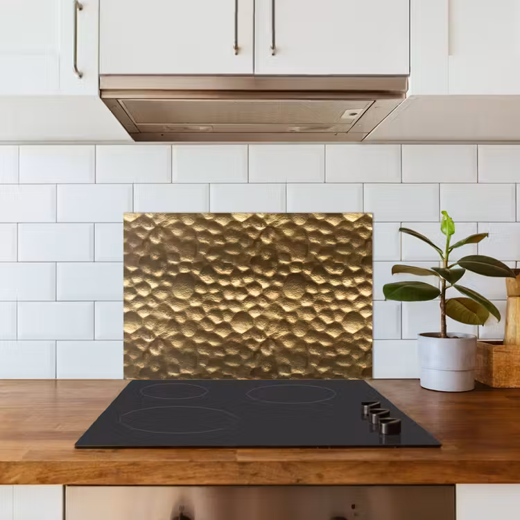 Kitchen splashback for hob - Hammered - Relief - Textured - Bronze Gold — 3