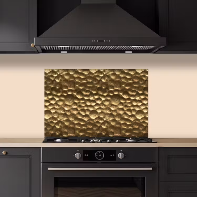 Kitchen splashback for hob - Hammered - Relief - Textured - Bronze Gold — 5