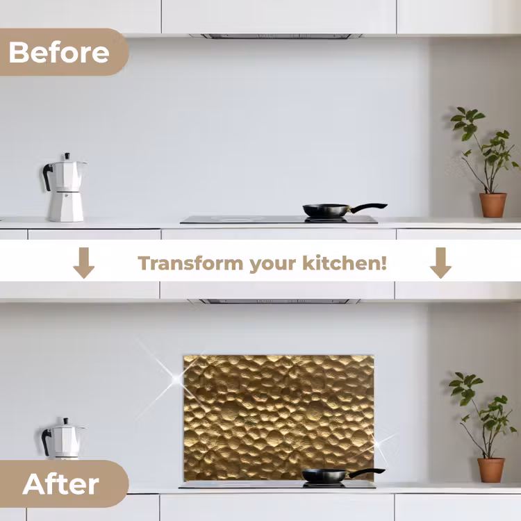 Kitchen splashback for hob - Hammered - Relief - Textured - Bronze Gold — 7