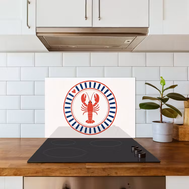 Kitchen splashback for hob - Marine Life - Lobster - Emblem - Graphic - Red — 3