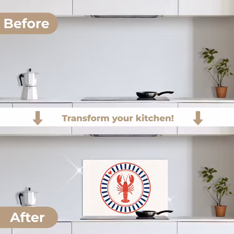 Kitchen splashback for hob - Marine Life - Lobster - Emblem - Graphic - Red — 7