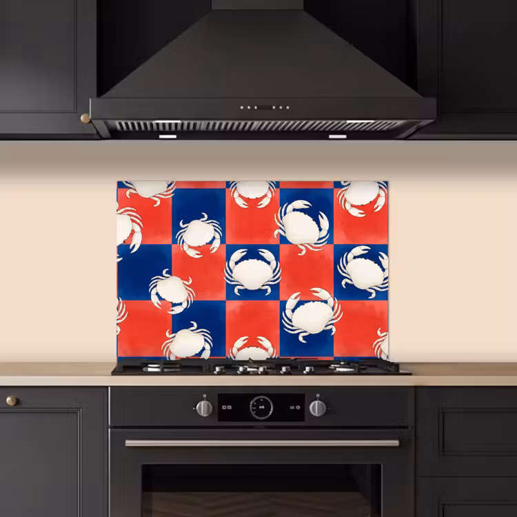 Kitchen splashback for hob - Pattern - Marine Life - Red - Blue - Abstract — 5