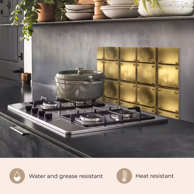 Kitchen splashback for hob - Records - Industrial - Edgy - Gold — 2