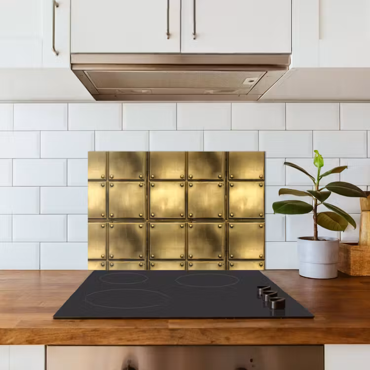 Kitchen splashback for hob - Records - Industrial - Edgy - Gold — 3