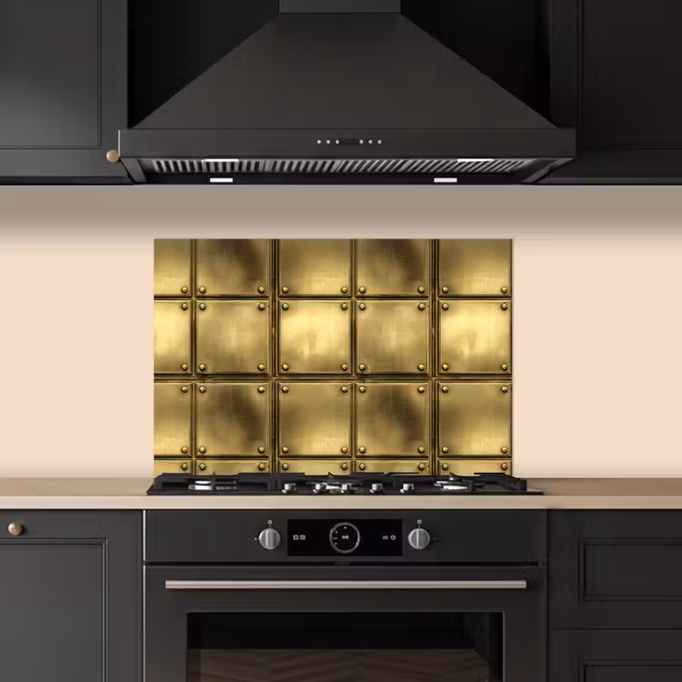 Kitchen splashback for hob - Records - Industrial - Edgy - Gold — 5