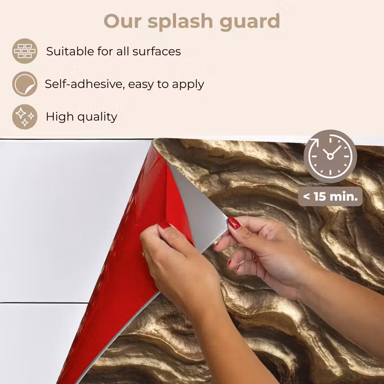 Kitchen splashback for hob - Relief - Waves - Abstract - Bronze Gold — 4