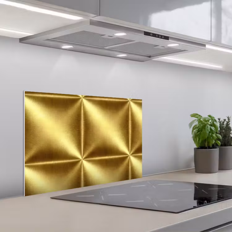 Kitchen splashback for hob - Texture - Brushed Gold - Industrial - Metallic — 1
