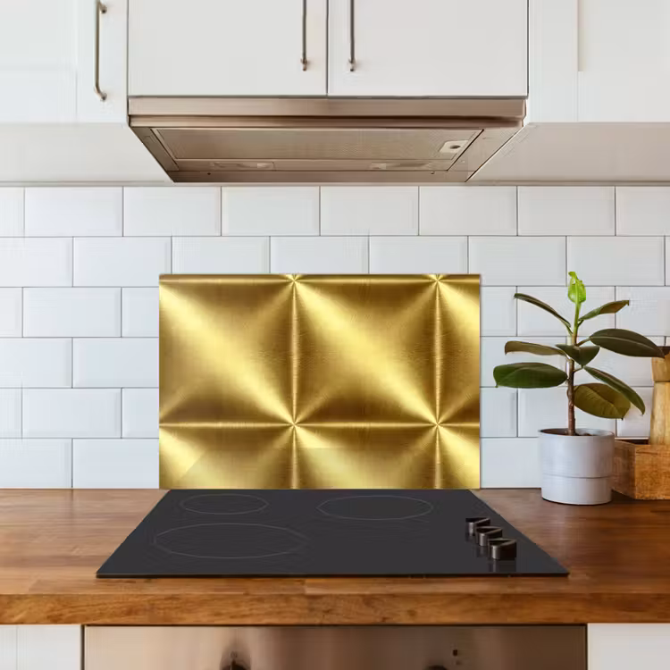 Kitchen splashback for hob - Texture - Brushed Gold - Industrial - Metallic — 3