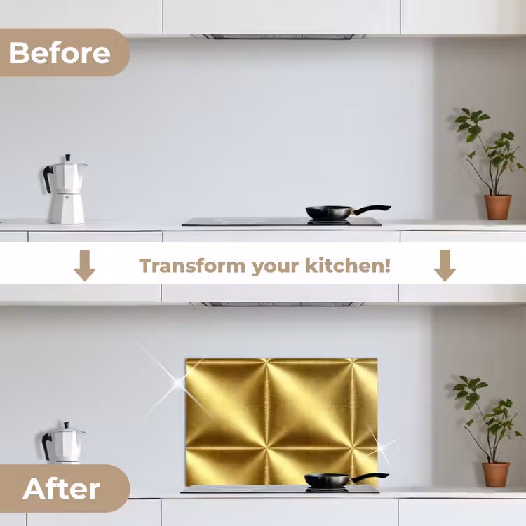 Kitchen splashback for hob - Texture - Brushed Gold - Industrial - Metallic — 7