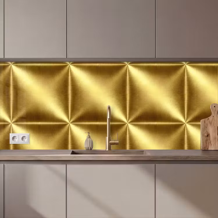 Kitchen splashback - Texture - Brushed Gold - Industrial - Metallic — 1