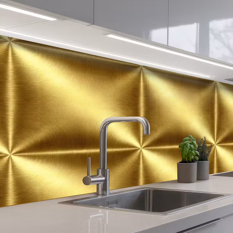 Kitchen splashback - Texture - Brushed Gold - Industrial - Metallic — 2