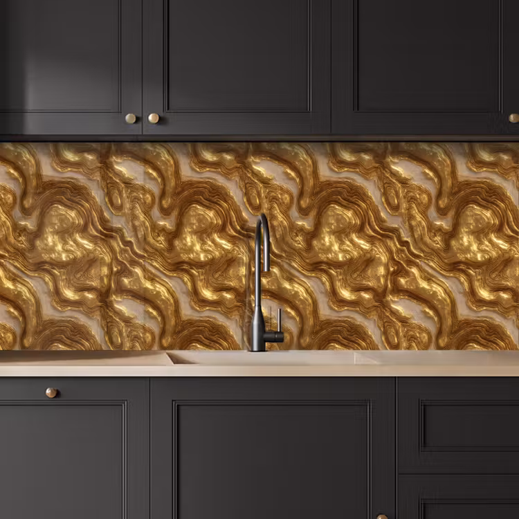Kitchen splashback - Waves - Organic - Gold - Cream — 6