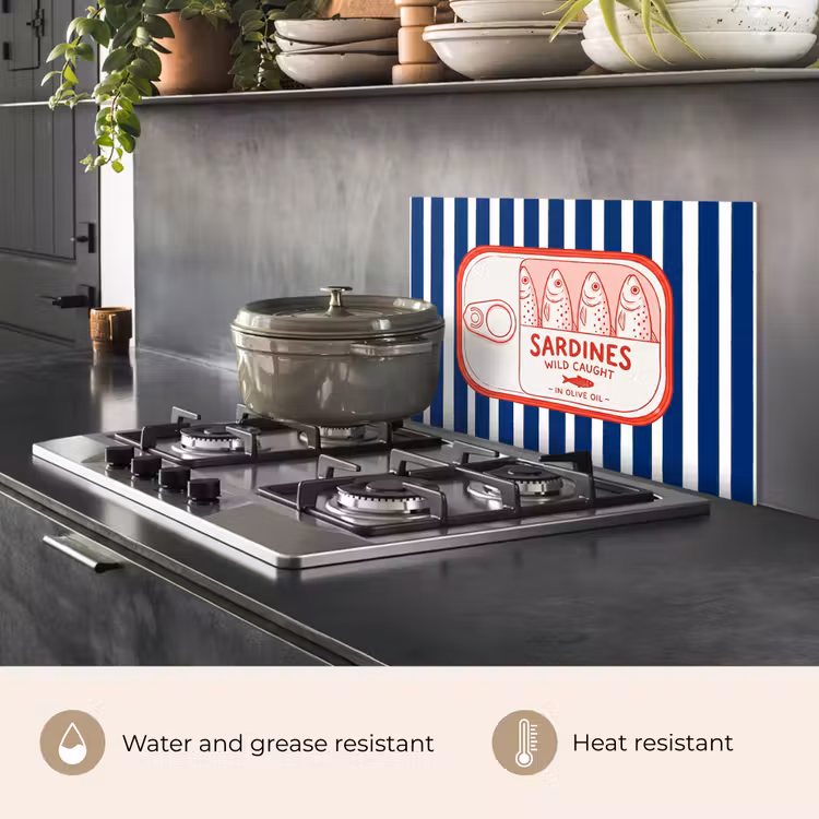 Kitchen splashback for hob - Food - Fish - Canned - Illustration - Red — 2
