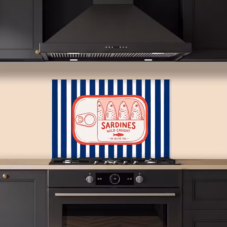 Kitchen splashback for hob - Food - Fish - Canned - Illustration - Red — 5