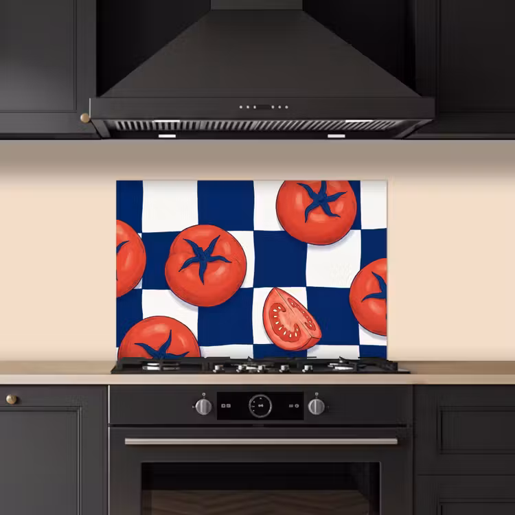 Kitchen splashback for hob - Food - Tomatoes - Kitchen - Illustration - Red-Blue — 5
