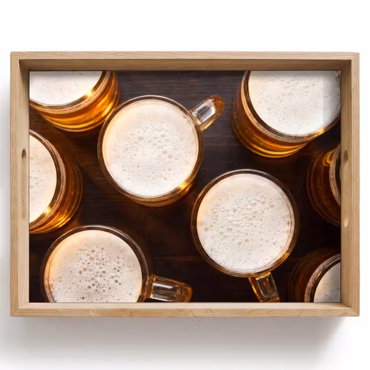Tray - Beer - Glasses - Foam - Wood - Drink — 1