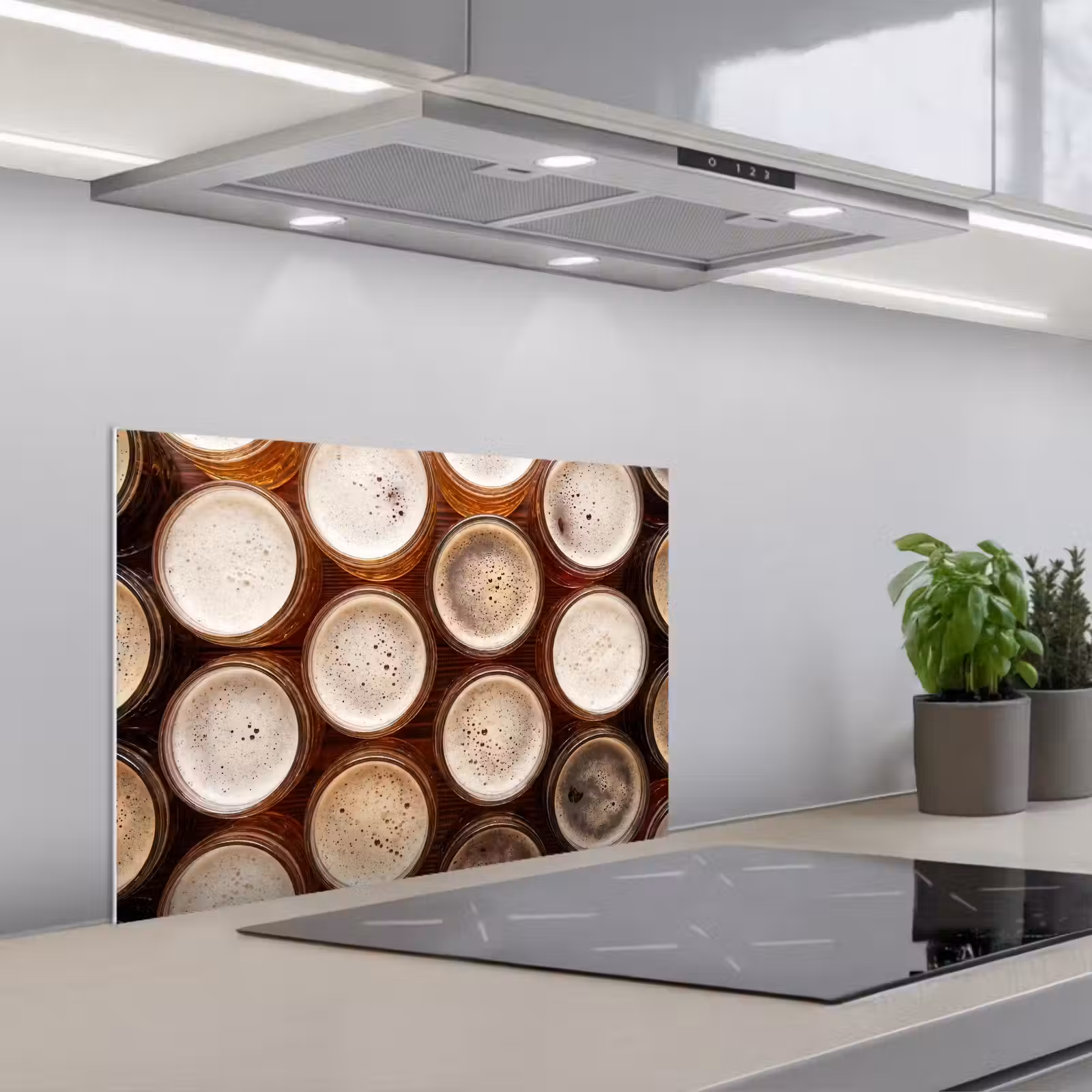 Kitchen splashback for hob - Food - Glasses - Drinks - Pattern - Brown — 1