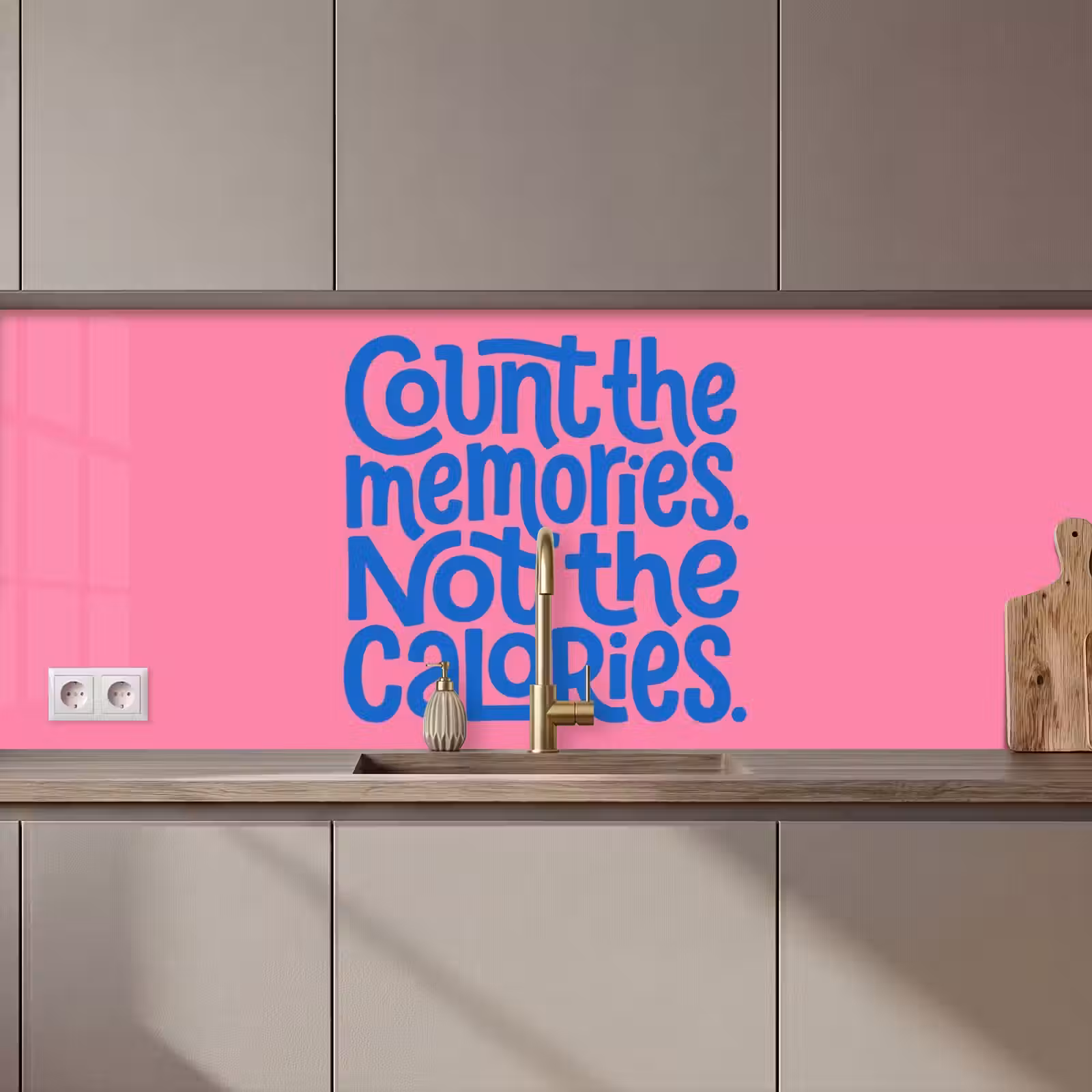 Kitchen splashback - Memories - Pink - Blue - Quote — 1