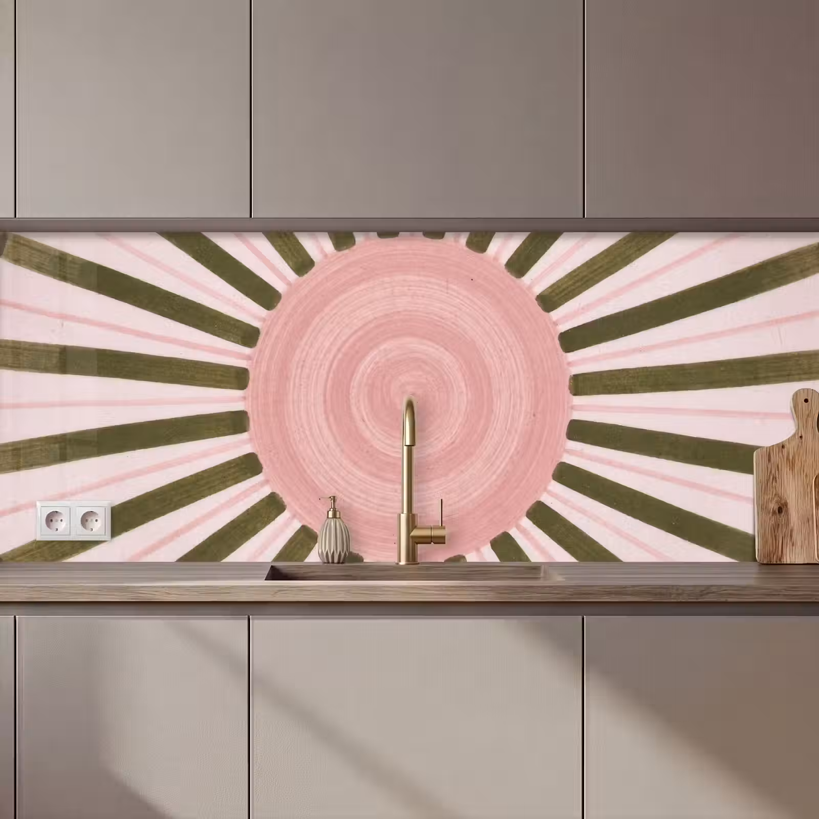 Kitchen splashback - Pattern - Circle - Rays - Abstract - Pink — 1