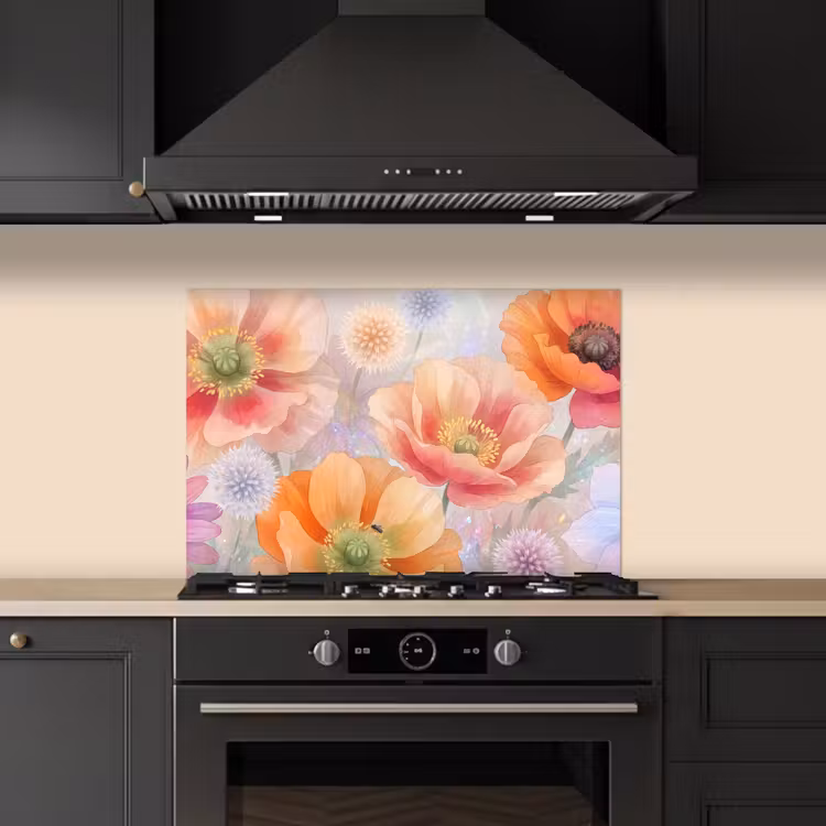 Kitchen splashback for hob - Flowers - Watercolor - Nature - Modern - Colorful — 5