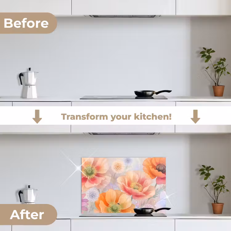 Kitchen splashback for hob - Flowers - Watercolor - Nature - Modern - Colorful — 7