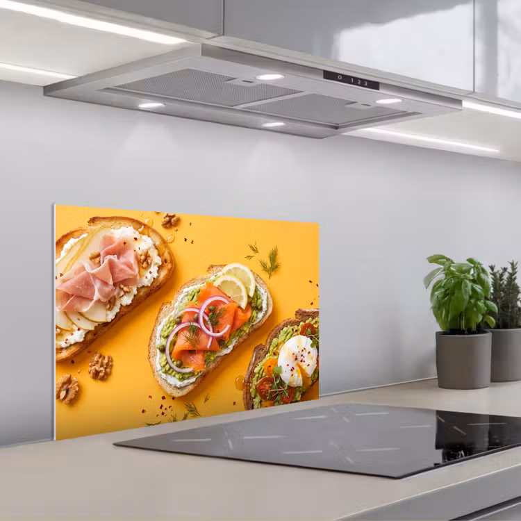 Kitchen splashback for hob - Food - Bread - Breakfast - Modern - Colorful — 1