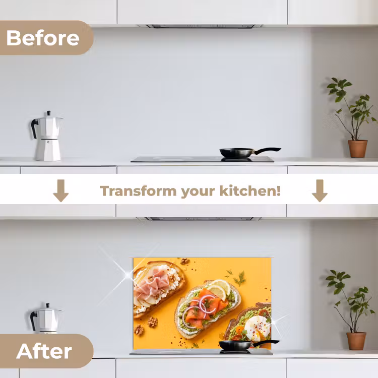 Kitchen splashback for hob - Food - Bread - Breakfast - Modern - Colorful — 7