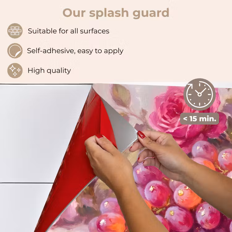 Kitchen splashback for hob - Food - Flowers - Still Life - Pink - Gold — 4