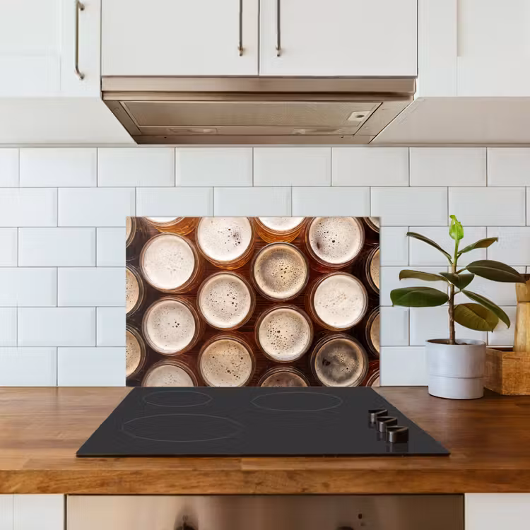 Kitchen splashback for hob - Food - Glasses - Drinks - Pattern - Brown — 3