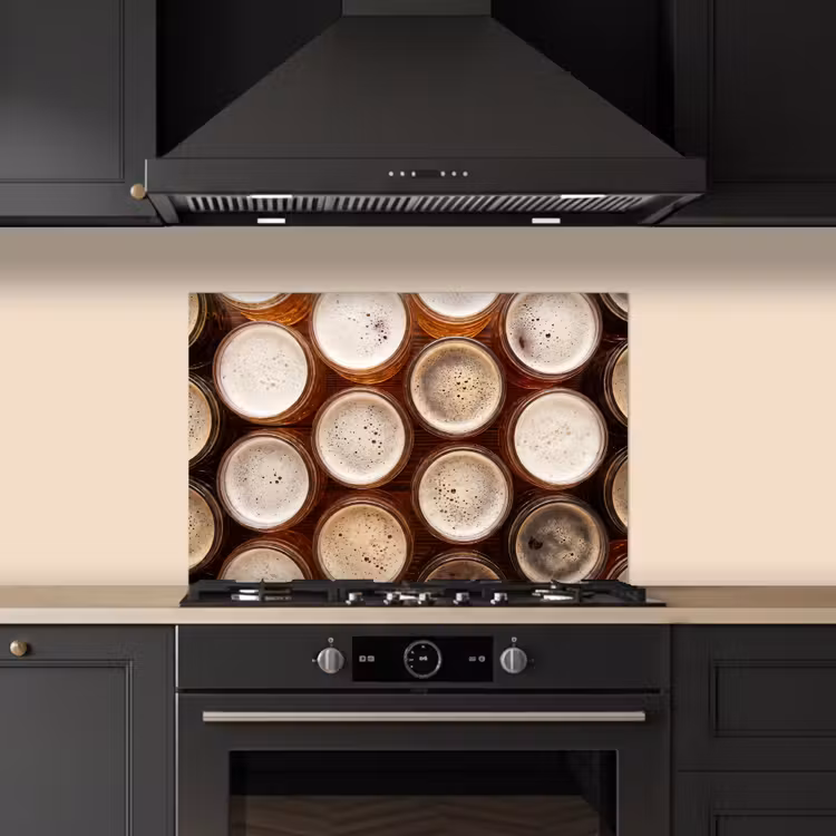 Kitchen splashback for hob - Food - Glasses - Drinks - Pattern - Brown — 5