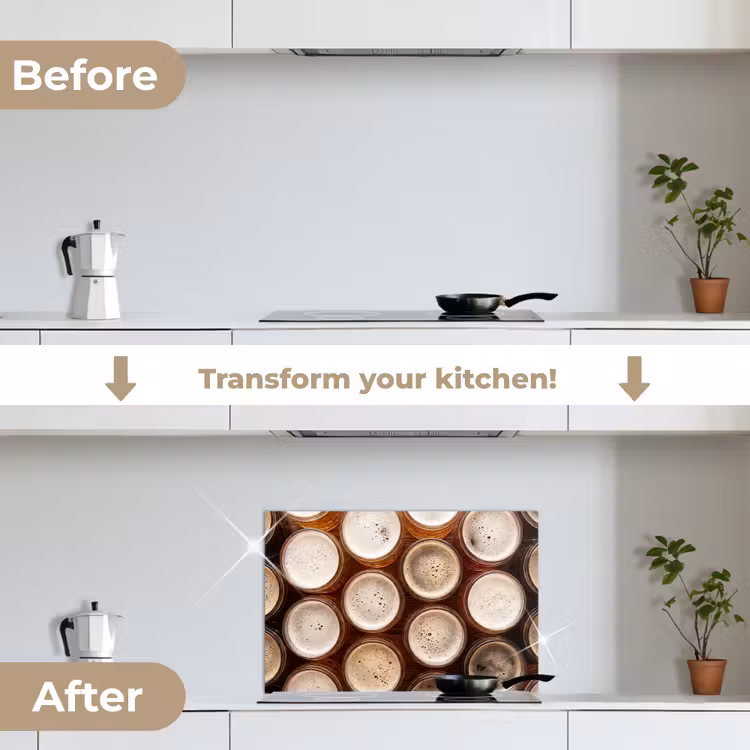 Kitchen splashback for hob - Food - Glasses - Drinks - Pattern - Brown — 7
