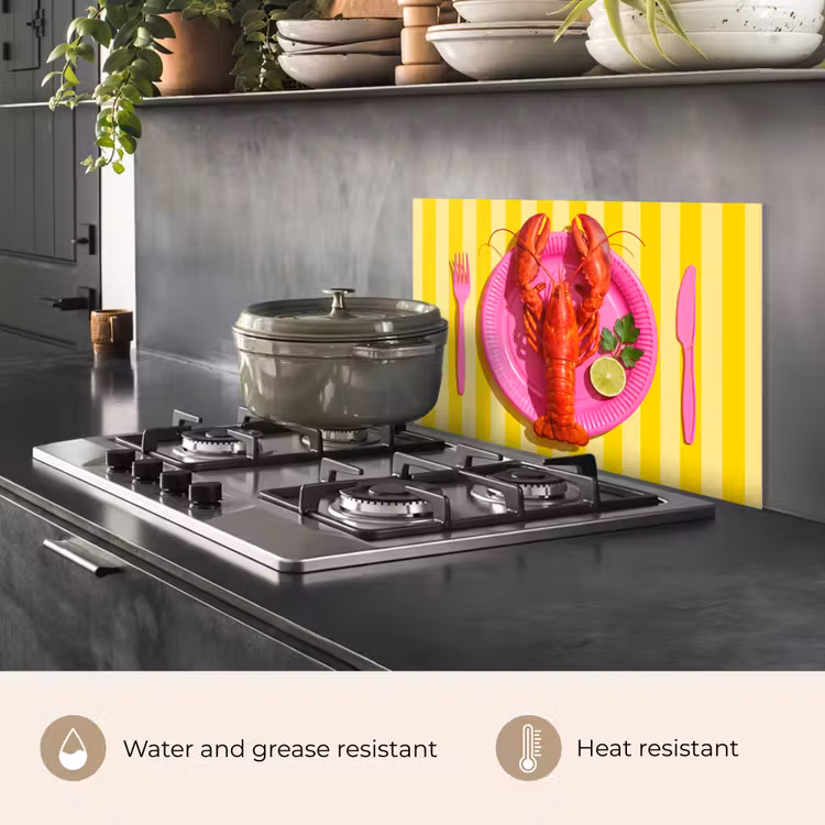 Kitchen splashback for hob - Food - Pink - Yellow - Modern - Culinary — 2