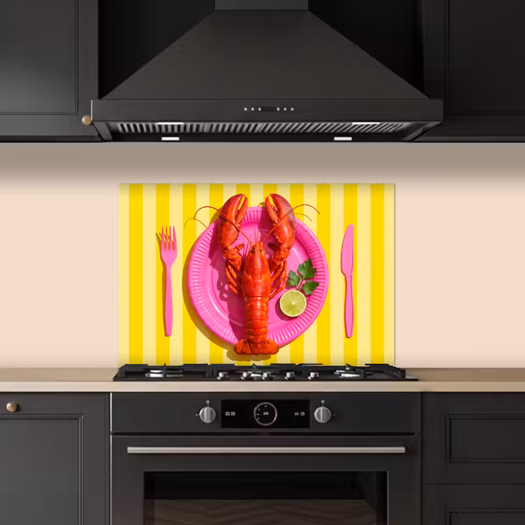 Kitchen splashback for hob - Food - Pink - Yellow - Modern - Culinary — 5