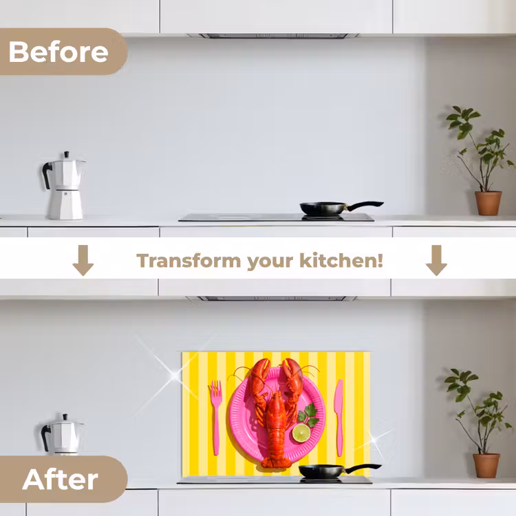 Kitchen splashback for hob - Food - Pink - Yellow - Modern - Culinary — 7