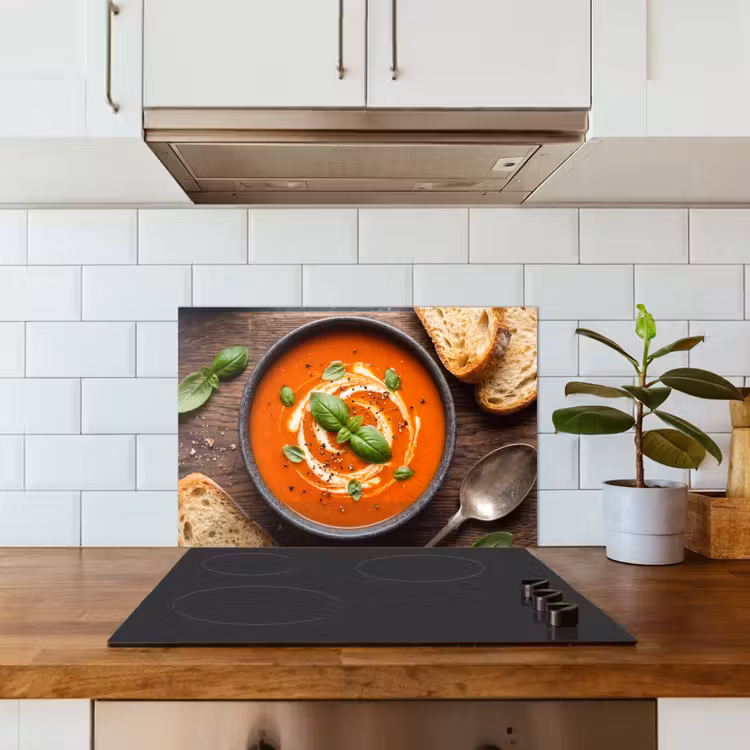 Kitchen splashback for hob - Food - Soup - Basil - Rustic - Red — 3