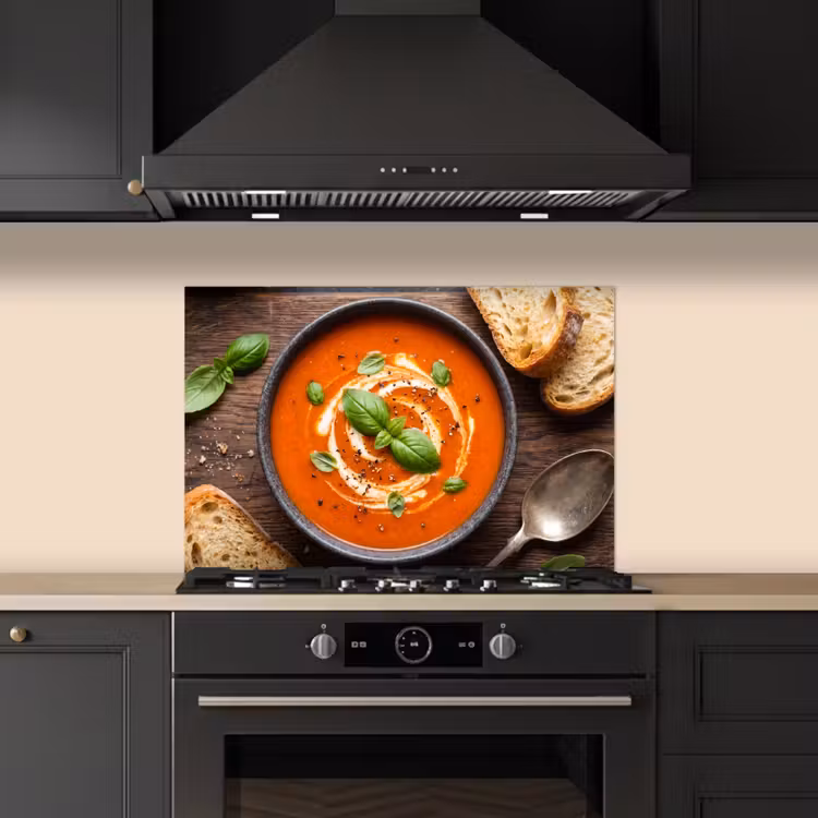 Kitchen splashback for hob - Food - Soup - Basil - Rustic - Red — 5
