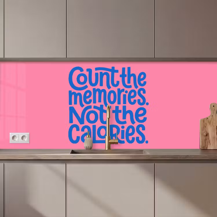 Kitchen splashback - Memories - Pink - Blue - Quote — 1