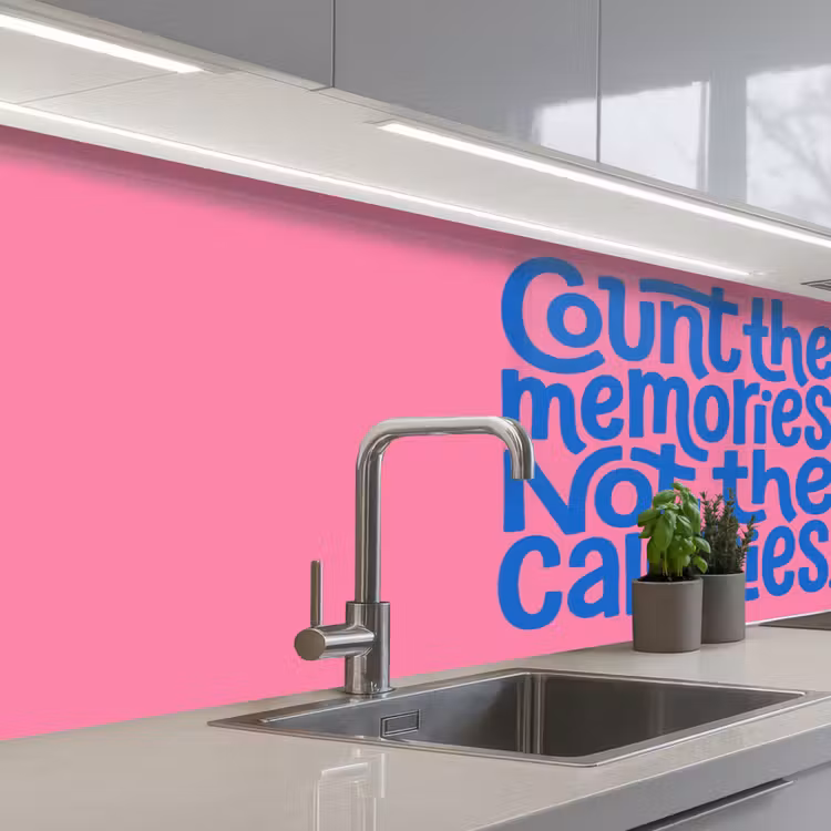 Kitchen splashback - Memories - Pink - Blue - Quote — 2