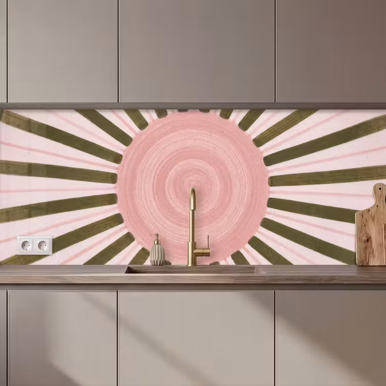 Kitchen splashback - Pattern - Circle - Rays - Abstract - Pink — 1