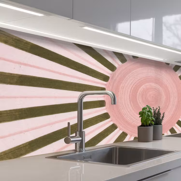 Kitchen splashback - Pattern - Circle - Rays - Abstract - Pink — 2