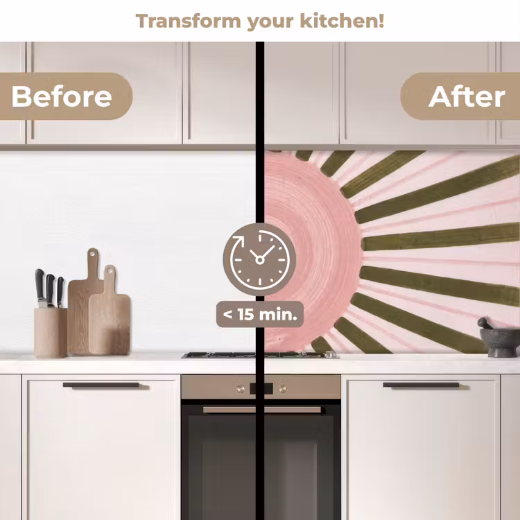 Kitchen splashback - Pattern - Circle - Rays - Abstract - Pink — 3