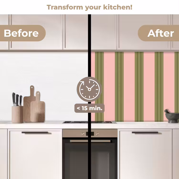 Kitchen splashback - Pattern - Stripes - Abstract - Pink - Green — 3