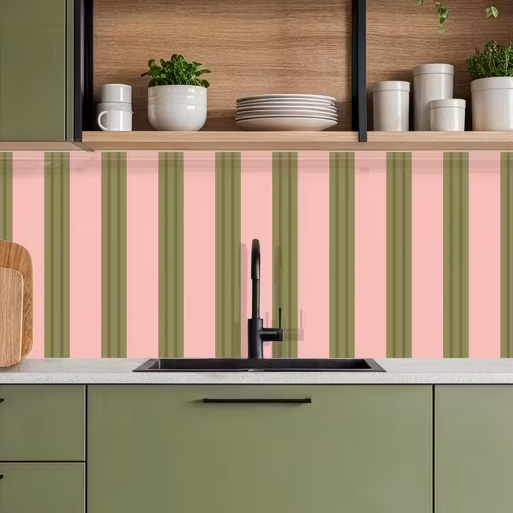 Kitchen splashback - Pattern - Stripes - Abstract - Pink - Green — 8