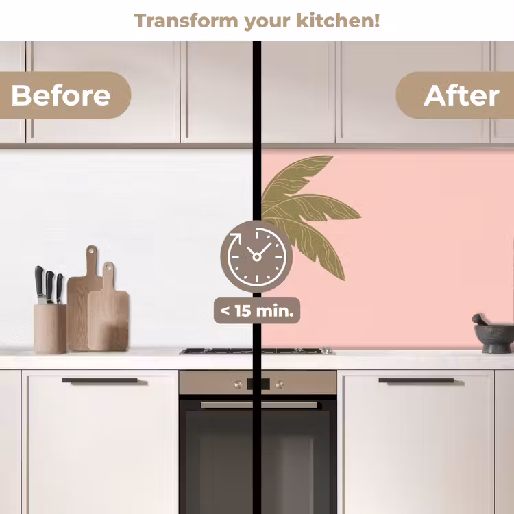 Kitchen splashback - Tree - Palm - Nature - Illustration - Pink — 3