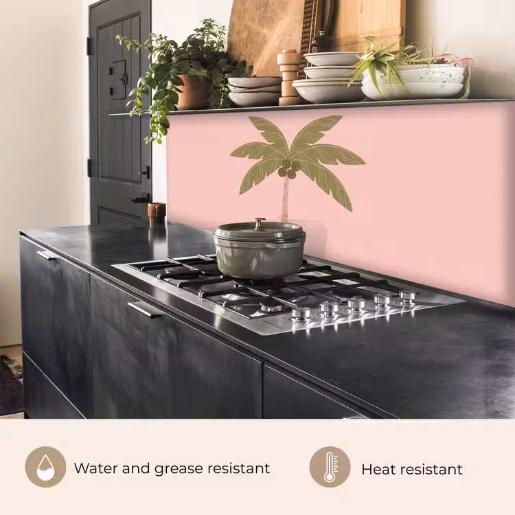 Kitchen splashback - Tree - Palm - Nature - Illustration - Pink — 5