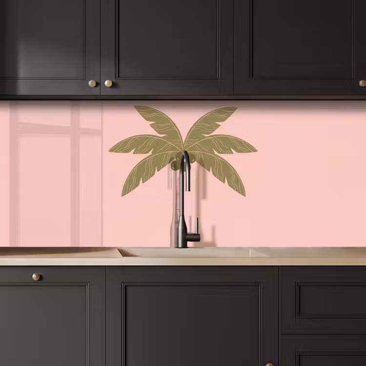Kitchen splashback - Tree - Palm - Nature - Illustration - Pink — 6